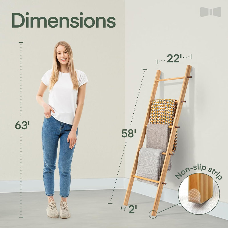 WFX Utility 5 Ft Wooden Blanket Ladder Farmhouse Quilt Ladder For Bedroom Wood Ladder Decor Decorative Ladder For Blankets Easy To Assemble Farmhouse Ladder Blanket Holder Wooden Ladder For Blankets W...